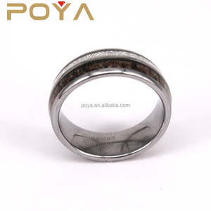 Poya joyería <span class=keywords><strong>del</strong></span> tungsteno de los hombres <span class=keywords><strong>real</strong></span> Antler ELK y imitado meteorito incrustaciones Anillos De Compromiso anillo - Product Image 3