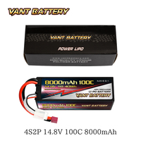 Batterie Lipo Vant 4S 14.8V 8000mAh 100C à décharge élevée, batterie à boîtier rigide avec connecteur Deans pour voiture RC, bateau, camion, avion