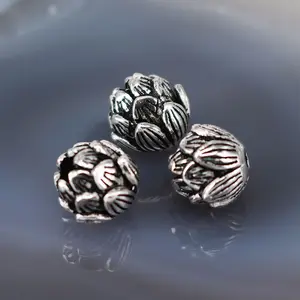 S1580 Sterling Silver Lotus Flower Charm Spacer Hạt