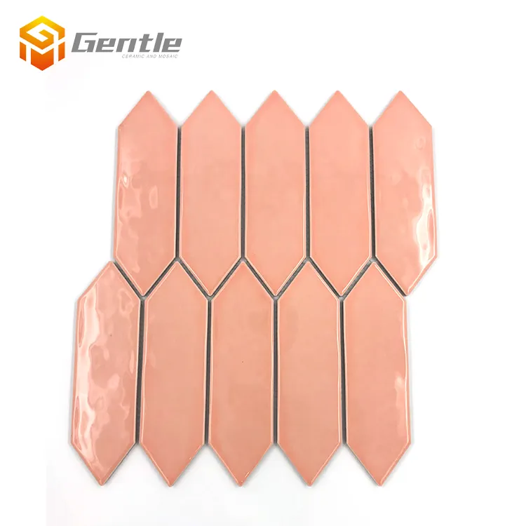 Factory price glossy pink ceramic tile 292.5*324mm european bathroom mosaic wall tiles
