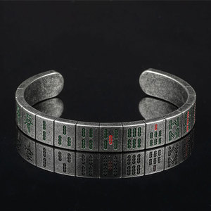 Marlary Sáng Tạo Tùy Chỉnh May Mắn Mahjong Thép Không Gỉ Cổ Điển <span class=keywords><strong>Cuff</strong></span> Bangle Cho Nam Giới - Product Image 3