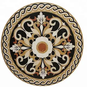 Royal round wooden laminate flooring medallions with art parquet border