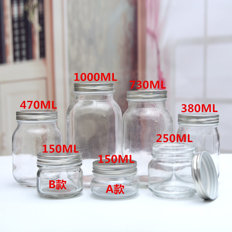 glass mason jar without handle,glass jam jars with metal lid.