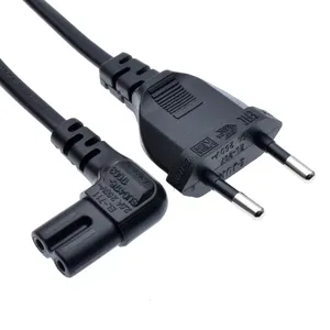 VDE Euro 2-prong CEE7/16 Plug IEC Angular 320 C7 figura 8 AC cabo de alimentação para TV, Impressoras, PS4,PS3,1cm-5cm