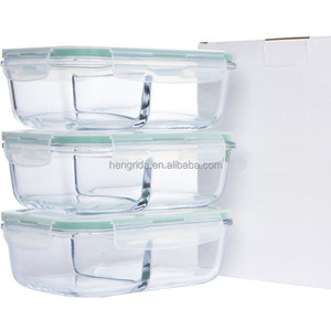 2-Compartment Glass Food Container with <strong>Snap</strong> Storage Jar for <strong>Kitchen</strong> Microwavable Use - Product Image 1