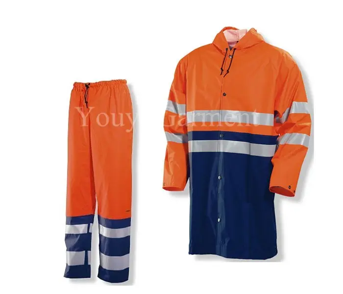 Orange Navy Hi-Vis zweifarbiger reflektieren der Regenmantel