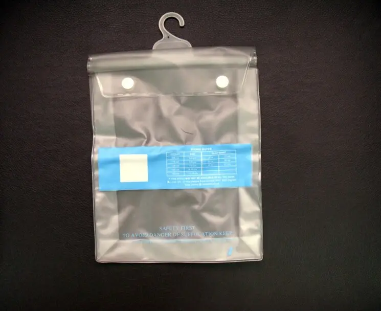 Novo estilo saco de pvc, saco de plástico transparente com botão de pressão, sacos cosméticos transparentes