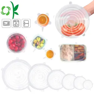 OKSILICONE Best Price Seal Lids Round Food Saving Cover Reusable Fresh-keeping Cover Silicone Stretch Lids clear