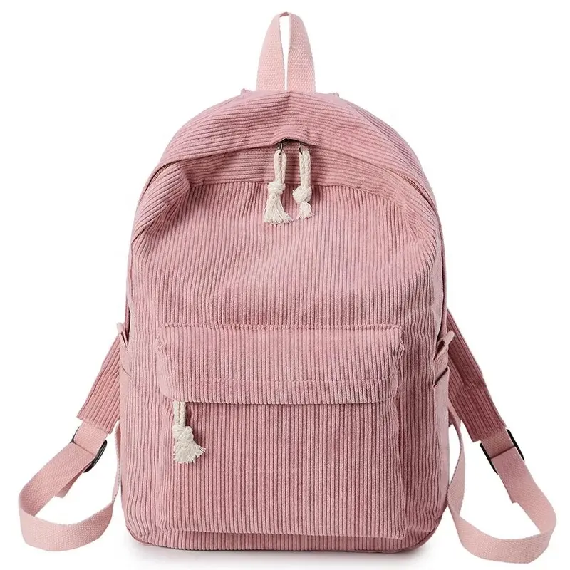 Preppy Style Soft Fabric Ladies Backpack Female Corduroy Design School Bagpack For Teenage Girls Striped Backpack Women