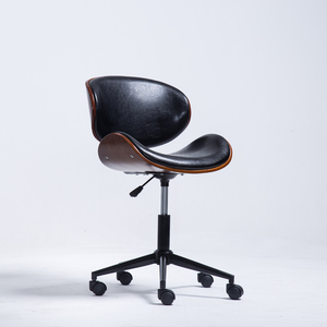 Roman design <span class=keywords><strong>noir</strong></span> en cuir en bois pivotant chaise de bureau - Product Image 1