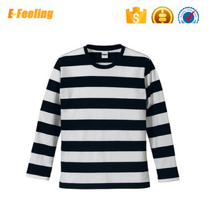 Cheap custom adultos unisex plana de punto <span class=keywords><strong>camiseta</strong></span> de la raya de manga larga t-shirt - Product Image 1