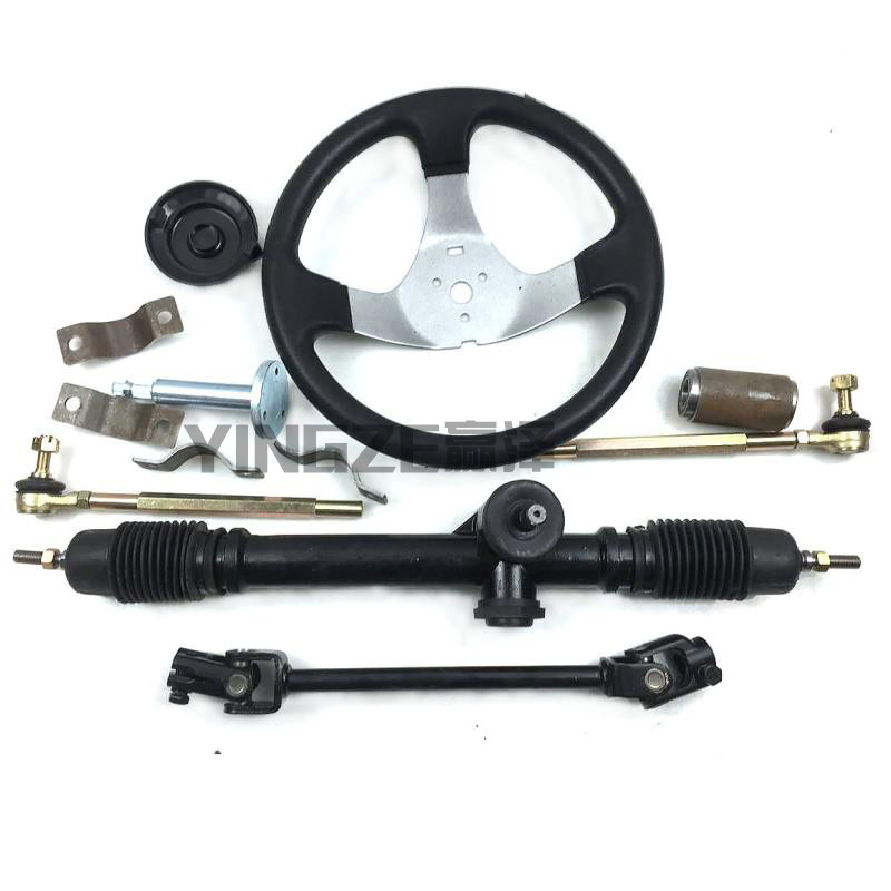 GO KART KARTING ATV UTV Buggy Left Hand Steering Gear Rack Pinion U Joint Tie Rod With Steering Wheel