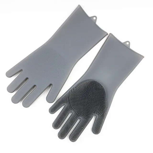 In stock wholesale magic kitchen silicone glove with five fingers for dish washing