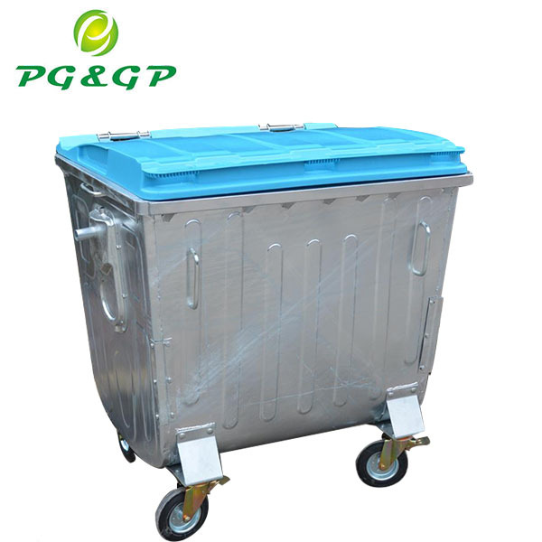 1.1 M3 plástico cubierta de acero galvanizado de basura bin