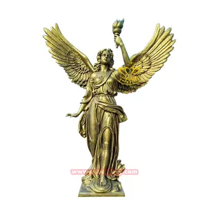 Outdoor garden plaza street landscape decoration design art sculpture Western Style Bronze Torch Goddess Angel Figure Statue