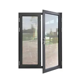 Porte en verre en aluminium portes françaises double porte battante cadre de fenêtre personnalisé pour balcon