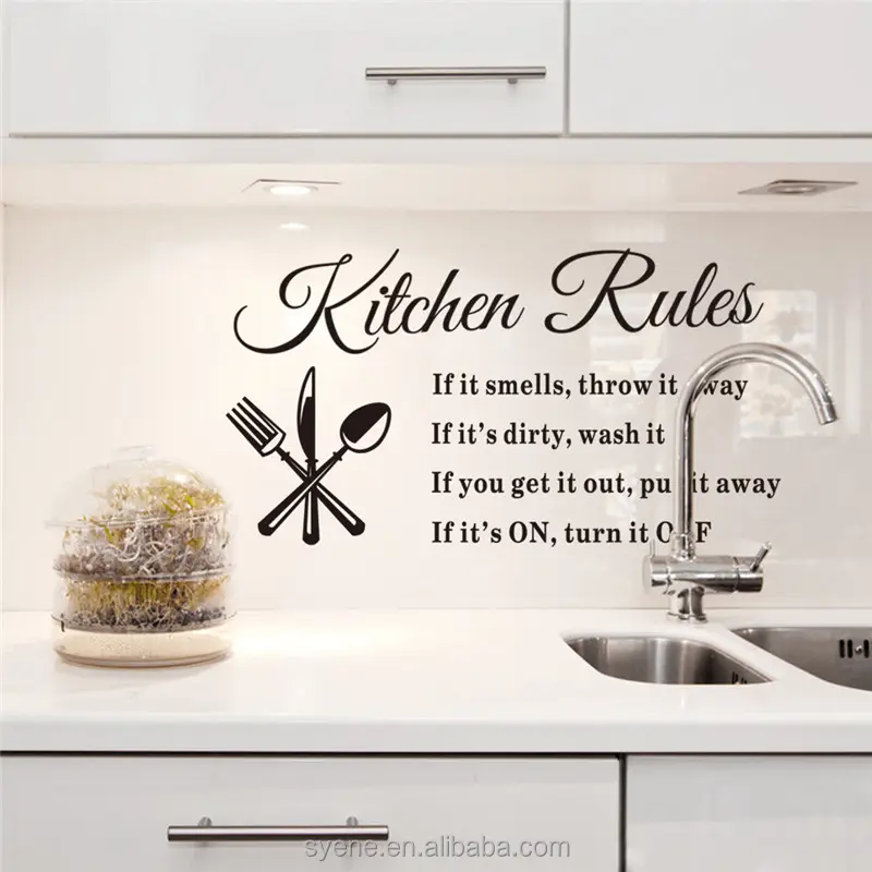 kitchen wall tile stickers 3d art quotes kitchen rules letters for kitchen room wall stickers decal Vinyl removable Wall Sticker
