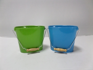 Brillante color pequeño Tin Metal galvanizado jardinera maceta cubo flor - Product Image 4