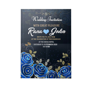 Tarjeta de invitación de boda coreana, bonito azul real, muy Popular - Product Image 3