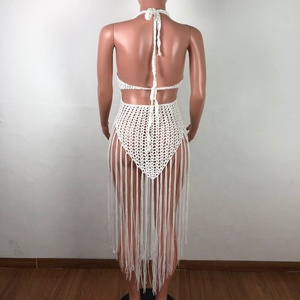 3 colori Cross Neck Backless Hollow Out Crochet nappa Summer Dress Beach - Product Image 6
