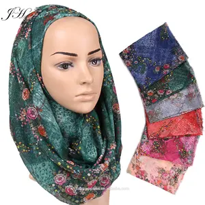 Maxi Multicolor Modale Viscosa Miscele Del Cotone Stampato Floreale Sciarpe Hijab 2019 Musulmano Silenziatore di Modo Dell'involucro Della Sciarpa Scialli Lunghi