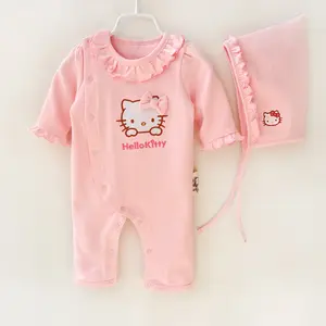 Meisje Rompertjes Roze Leuke Kat Kopen Goedkope Baby Romper + Hoed Kleding Online