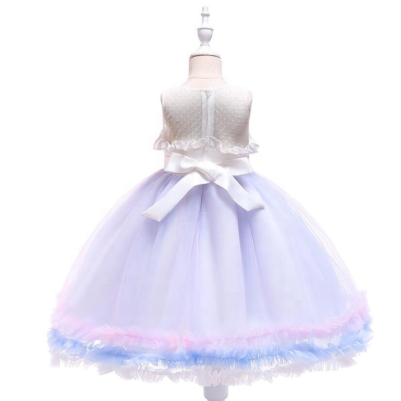 Girls Unicorn Dress Children Summer Birthday Party Net Yarn PengPeng Princess Dress
