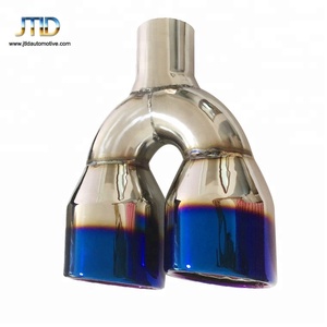 Embout d'échappement universel double 3 "à double paroi et angle décalé avec flamme bleue - Product Image 4