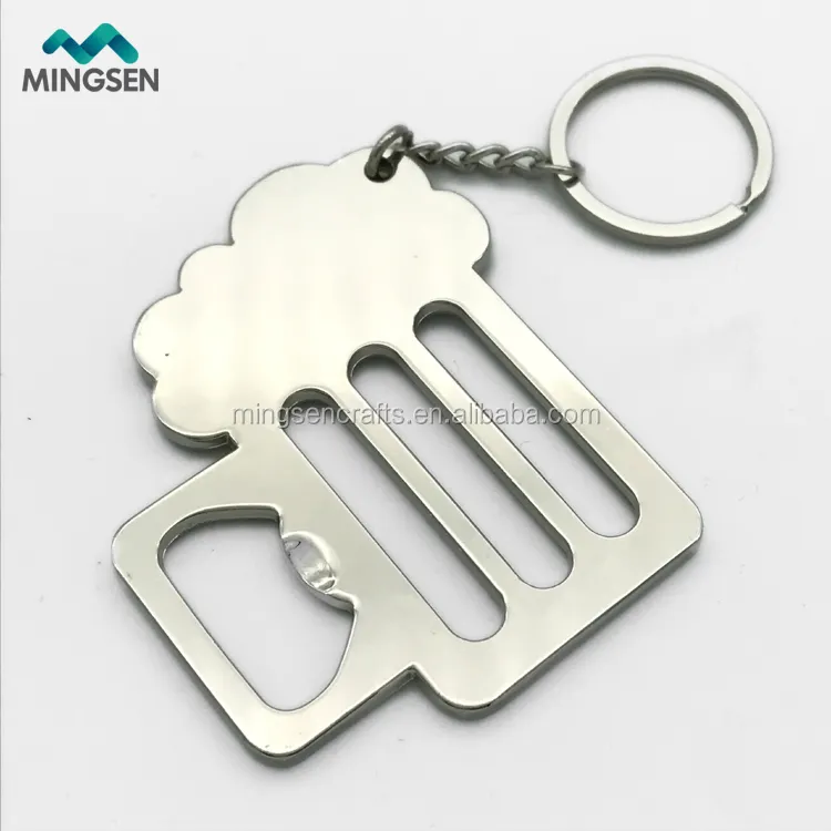 customized logo beer cup shaped metal bottle opener key chain