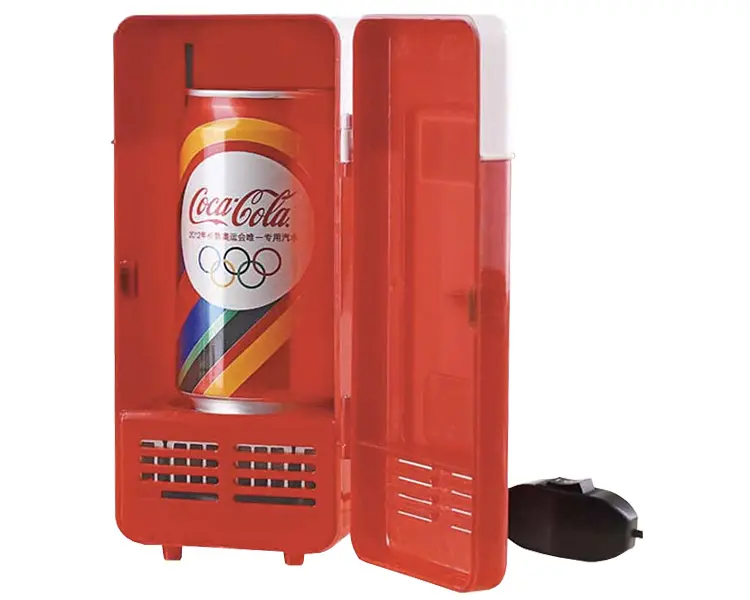 Hanvey-Mini réfrigérateur de bureau USB, affichage de voiture, alimenté par batterie, porte en verre, réfrigérateur, bar, cola, glace