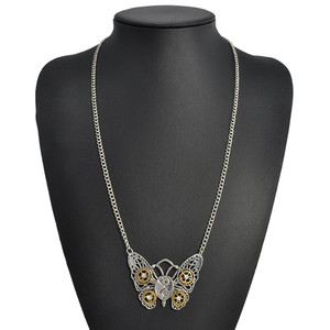 สร้อยคอรูปหัวใจแบบกลไกสตีมพังค์ย้อนยุคสร้อยคอกระดูกไหปลาร้ารูปแมลงนกฮูก - Product Image 6