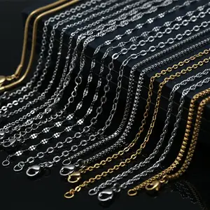 Nieuwste Ontwerpen Zilver Goud Kleur 2Mm Chain Link Voor Ketting Ontwerpen Sieraden Mens Vrouwen Bal Rvs Snake Ketting