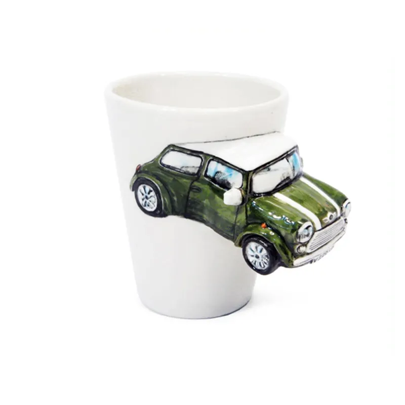 Wholesale 3d cool design white ceramic Mini Cooper Coffee Mug