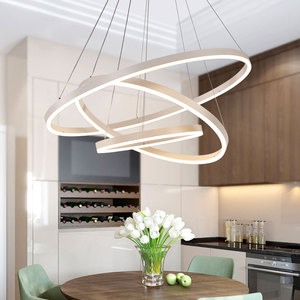 Noir Blanc Couleur lampes suspendues Modernes pour salon salle à manger 3/2/1 Anneaux de Cercle A MENÉ L'éclairage plafonnier luminaires - Product Image 3