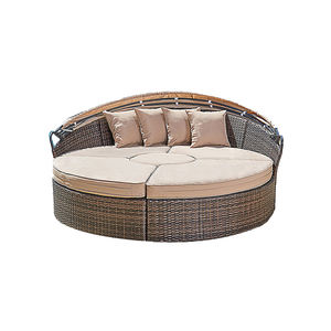 Anself 2-in-1 Poly Rattan <span class=keywords><strong>Sofa</strong></span> <span class=keywords><strong>Tumbona</strong></span> Sofá al aire libre redondo con toldo retráctil - Product Image 3