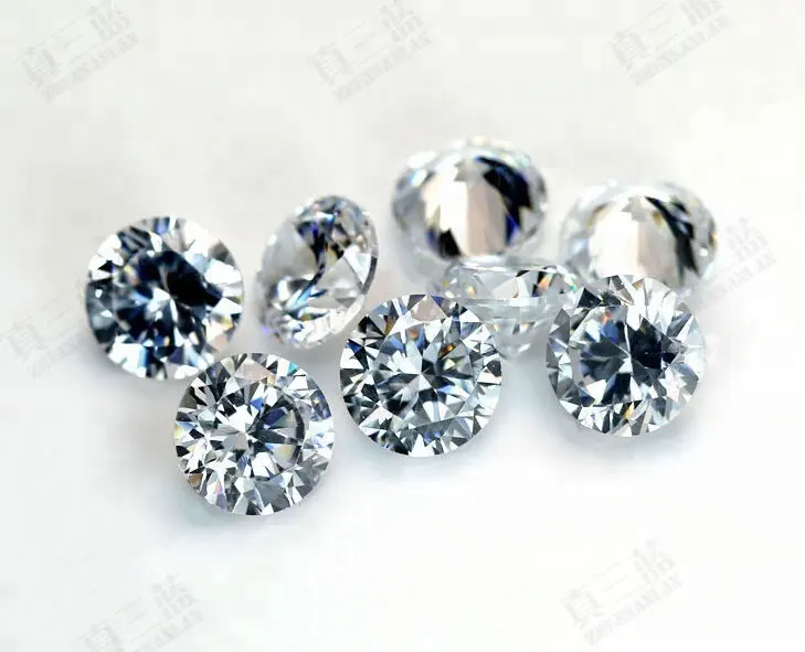 5A Kualitas Tinggi Putih CZ Diamond Cut Putaran Grosir Harga Pabrik Sintetis Kubik Zircon 5.68 Mm Zircon Stone