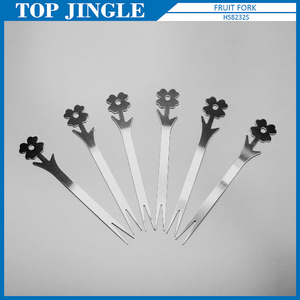 6pcs petites fourchettes à salade en forme de fleur en acier inoxydable - Product Image 3