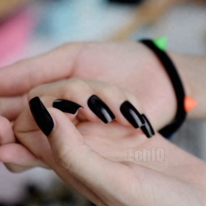 Puntas de <span class=keywords><strong>uñas</strong></span> metálicas <span class=keywords><strong>negras</strong></span> para decoración de <span class=keywords><strong>uñas</strong></span>, espejo largo en forma ovalada, superficie brillante, Kit completo de puntas de <span class=keywords><strong>uñas</strong></span>, 24 Uds. - Product Image 3
