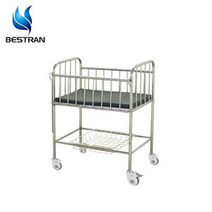 BT-AB108 2 अस्पताल स्टेनलेस स्टील के बच्चे को बिस्तर, बच्चों की गाड़ी गाड़ी, मोबाइल शिशु खाट के साथ प्लास्टिक ट्रे सस्ते दाम - Product Image 5