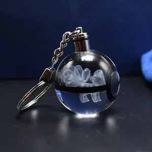 Porte-clés en verre cristal avec laser 3D <span class=keywords><strong>Pokemon</strong></span> Go Umbreon Dragonite <span class=keywords><strong>Pokemon</strong></span> Ball Porte-clés en gros - Product Image 3