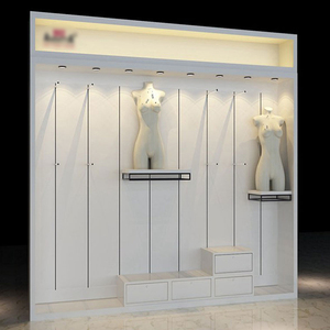 Espositore da Parete Alto in Legno Moderno, Personalizzabile per <span class=keywords><strong>Abiti</strong></span> da <span class=keywords><strong>Uomo</strong></span>, con Ganci per <span class=keywords><strong>Negozi</strong></span> di Abbigliamento - Product Image 3