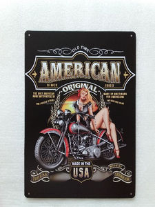 Americana EE.<span class=keywords><strong>UU</strong></span>. Original Motocicleta de La Vendimia Rústico Estaño Metal Muestra - Product Image 1