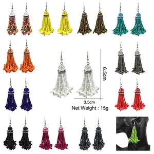 New Bohemian Beaded Earrings For women Tassel Earrings Resin Beads Long Drop Earrings Luxury Wedding Jewelry