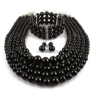 2018 set di Choker di perle indiane esagerate set di 5 orecchini di perle di perle di colore e set di gioielli per donna - Product Image 4