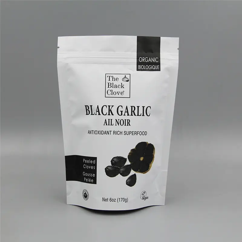 Stampa personalizzata Aglio Nero sacchetti di imballaggio di sacchetti a chiusura lampo per 6 oz nero aglio