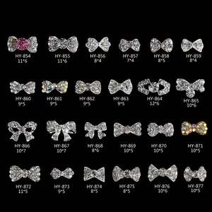 Miễn Phí Vận Chuyển Nhật Bản Hợp Kim Bow Tie Jewelry Diy Nail Charms Hot Fix Rhinestone Pha Lê 3D Phụ Kiện Nail Art Designs