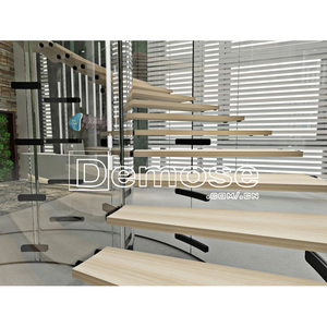 Escaliers en verre de bande de roulement de double de conception moderne pour l'<span class=keywords><strong>escalier</strong></span> intérieur durable de marbre - Product Image 6