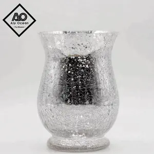 19.5 cm mercurio vaso di vetro, argento vaso di vetro di colore, crackle design vaso di vetro da AO Cristalleria