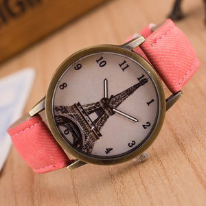 Reloj Vintage de Mezclilla Estilo Británico, Reloj Digital de Bronce Antiguo para Estudiantes con la Torre Eiffel - Product Image 5