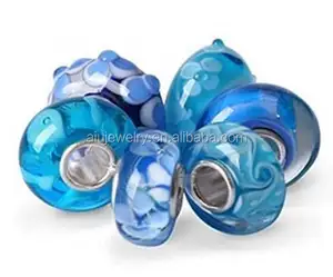 Customized silver murano glass bead charm for bracelet making